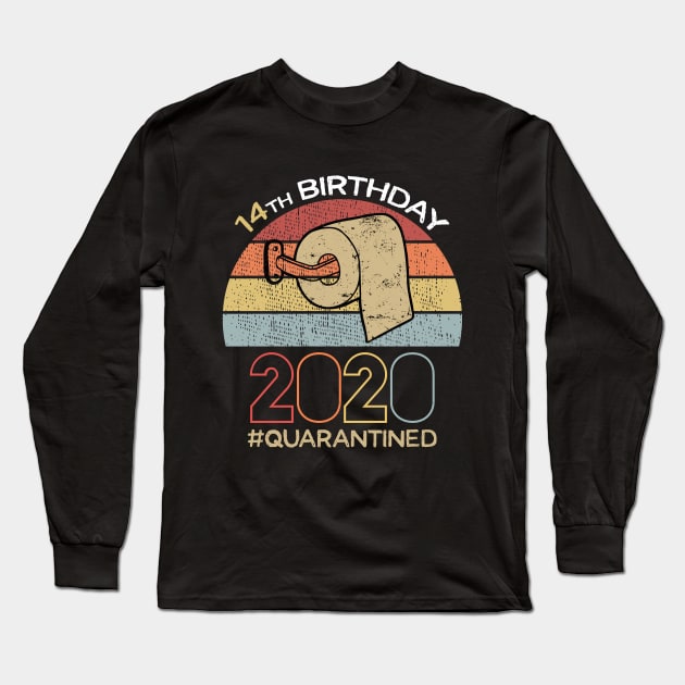 14th Birthday 2020 Quarantined Social Distancing Funny Quarantine Long Sleeve T-Shirt by DragonTees